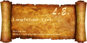 Langfelder Etel névjegykártya